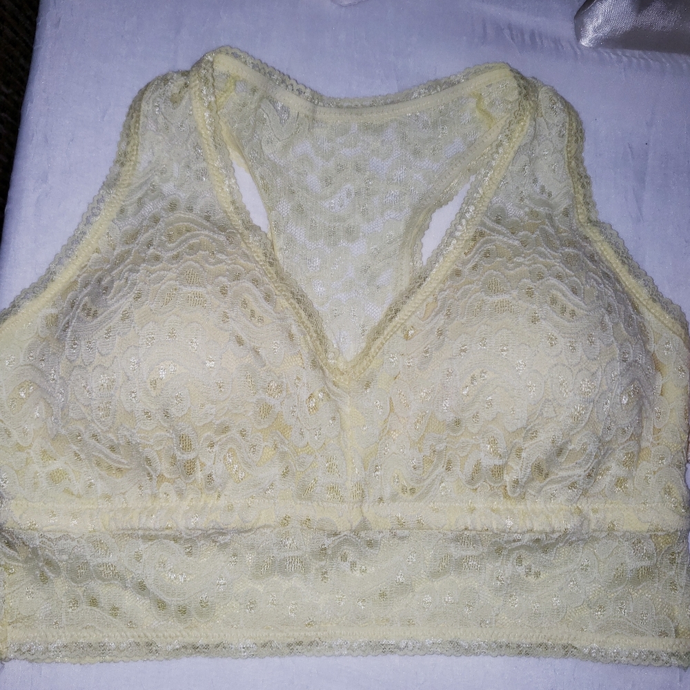 Maurices Plus Sz 0, Yellow Lace Bralette, T-Back, Removable Pads, NWOT - Picture 7 of 7